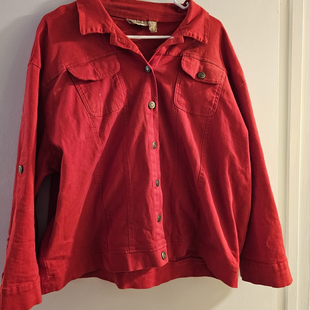Red Button-Up Women's Jacket